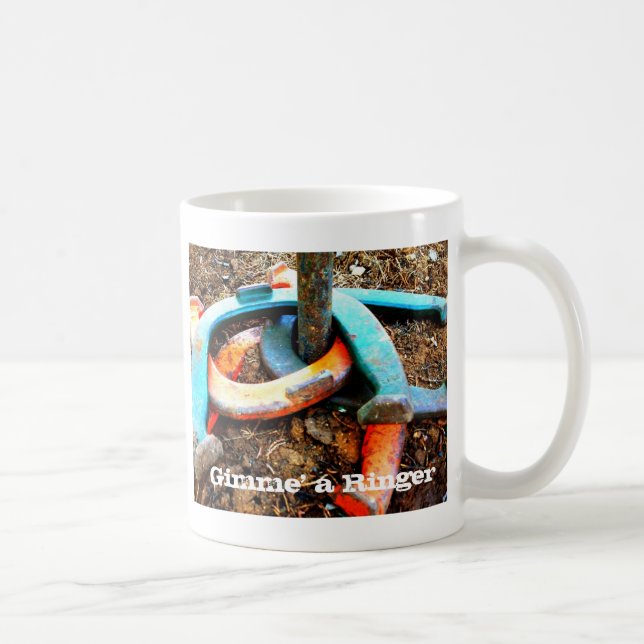 Gimme' a Ringer Horseshoe Pitching Gifts Coffee Mug (Right)