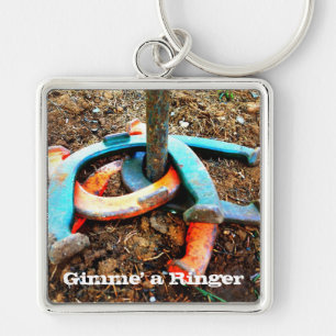 Gimme' a Ringer Horseshoe Pitching Gifts Key Ring