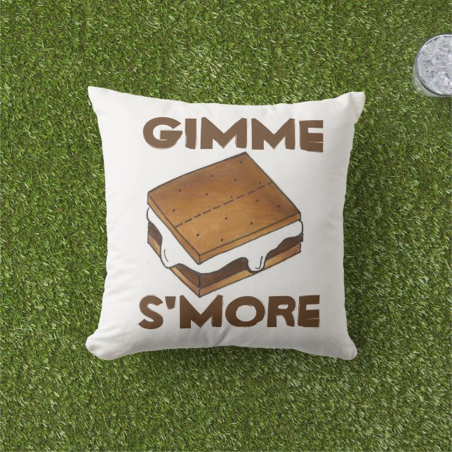 Gimme S'more Campfire Marshmallow Smores Foodie Outdoor Cushion (Grass)
