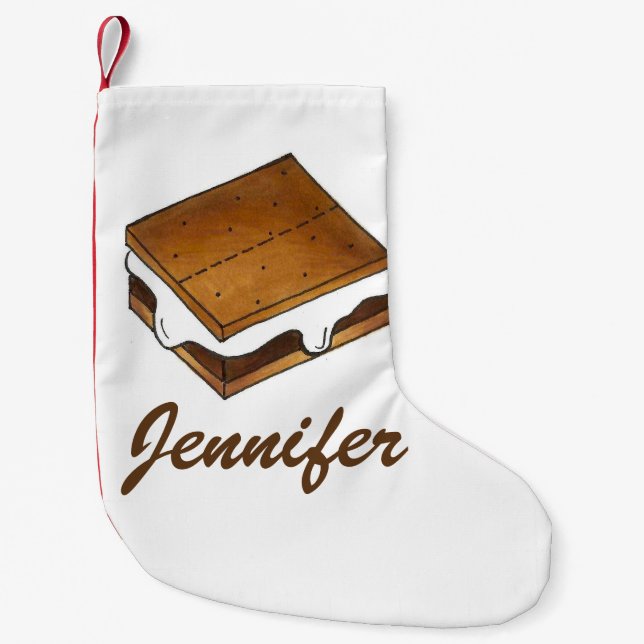 Gimme S'more Campfire S'mores Toasted Marshmallow Small Christmas Stocking (Front)