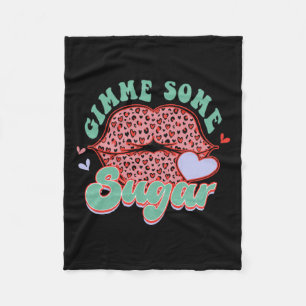 Gimme Some Sugar Leopard Lips Valentine Meme Fleece Blanket