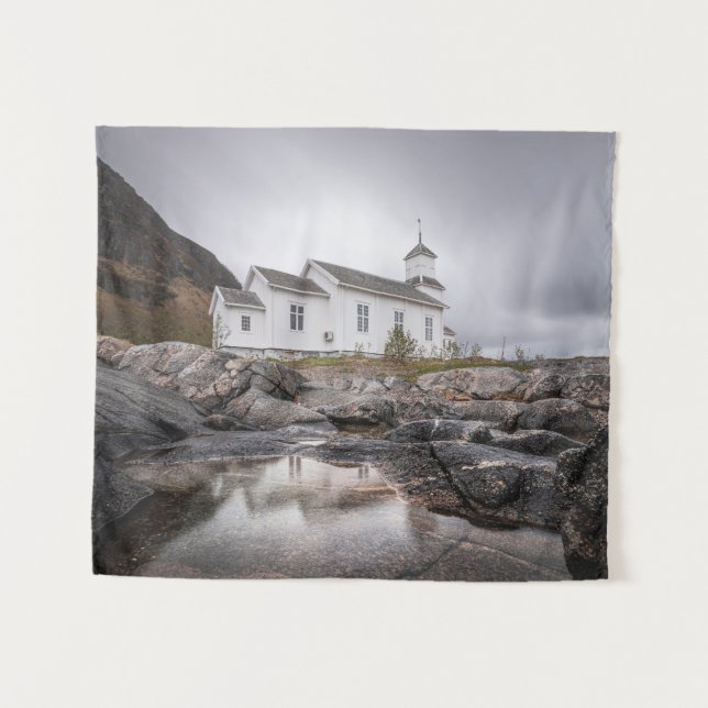 Gimsoy Church Lofoten Norway Tapestry (Front (Horizontal))