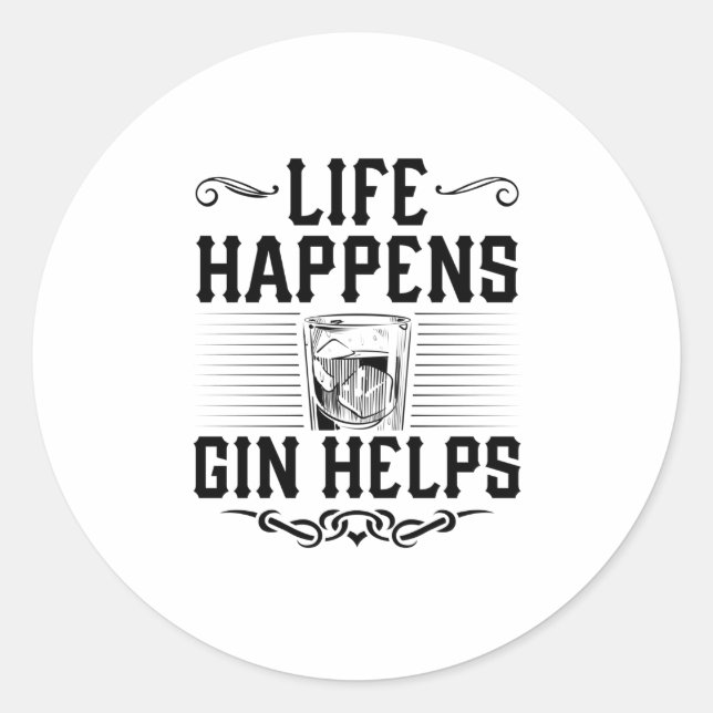 Gin alcohol | Party drinking tonic cocktail gift Classic Round Sticker (Front)