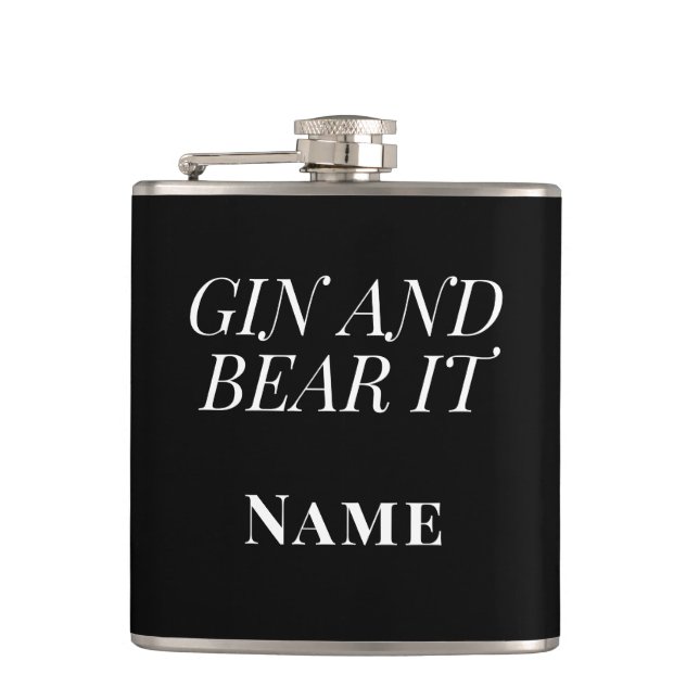 Gin and Bear It – Personalised Funny Gin Hip Flask (Front)