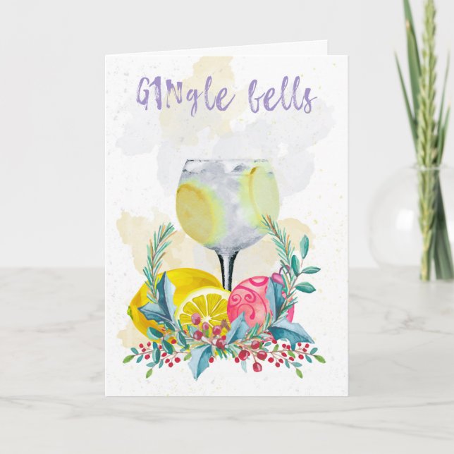 Gin And Tonic. Gingle Bells play on words. Card (Front)