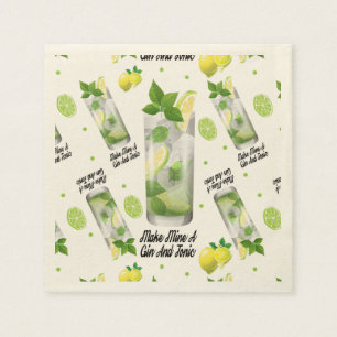 Gin And Tonic, Standard Cocktail Paper Napkins
