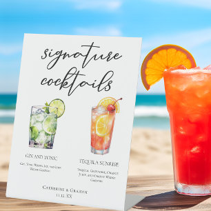 Gin and Tonic Tequila Sunrise Cocktails Menu Pedestal Sign