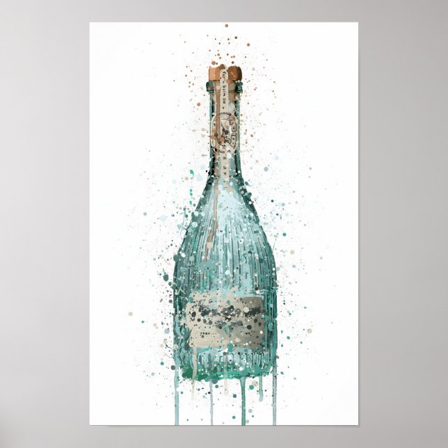 Gin Bottle Wall Art Print 'Harbour' (Front)