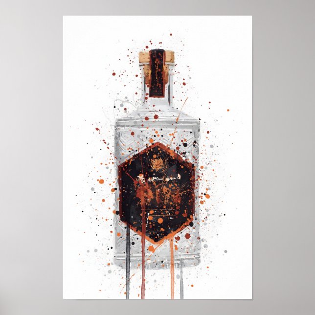 Gin Bottle Wall Art Print 'Honeycomb' (Front)