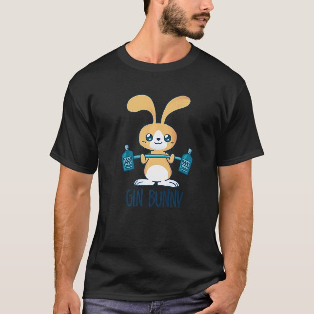 Gin Bunny Alcohol Drunk Drinking T-Shirt (Front)