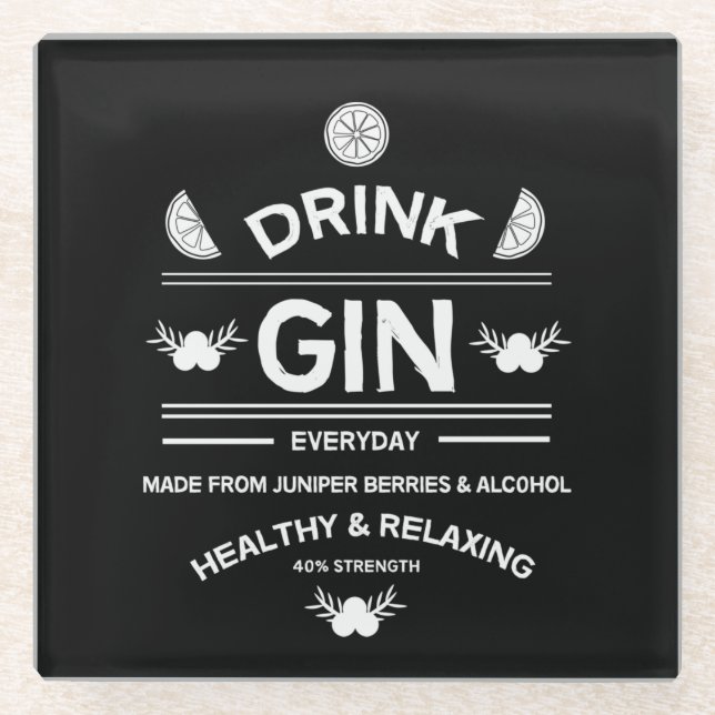 Gin Drinkers | Love Gin | Home Decor | Bars Servin Glass Coaster (Front)