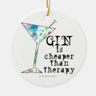 GIN is cheaper than therapy ` Ceramic Tree Decoration