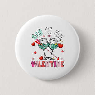Gin Is My Valentine Hearts Matching Drinker Family 6 Cm Round Badge