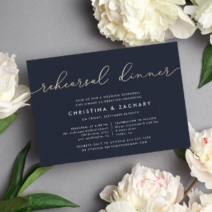 Gin Lane   Modern Faux Gold Rehearsal Dinner Invitation