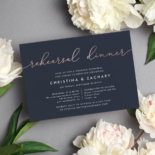 Gin Lane   Modern Faux Rose Gold Rehearsal Dinner Invitation