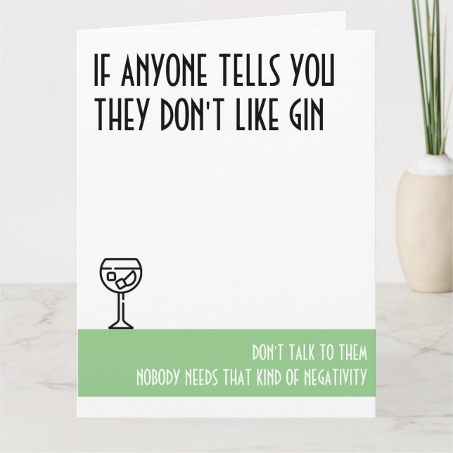 Gin Lover's Large Green Birthday Card (Front)