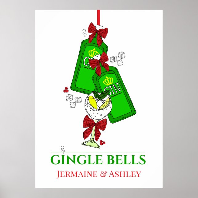 Gin Martini Cocktail Drinker Funny Christmas Poster (Front)