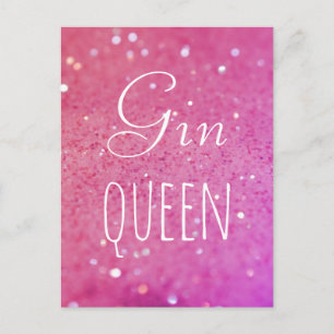 Gin Queen Pink Bokeh Postcard