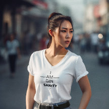 Gin Sanity Ladies V Neck T-Shirt
