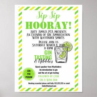 Gin tasting event poster gin and tonic gin party
