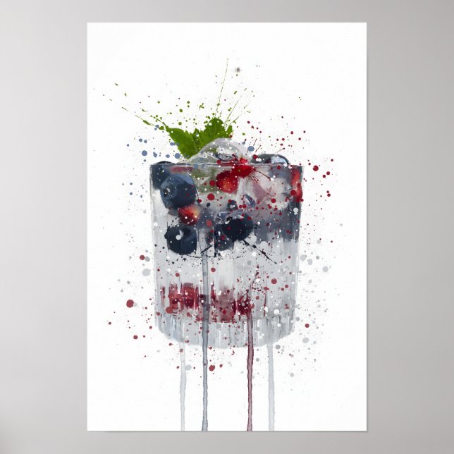 Gin & Tonic 'Blueberry and Pomegranate' Poster (Front)