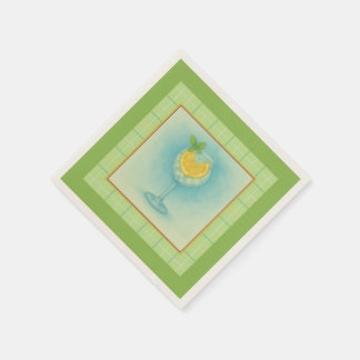 Gin & Tonic Cocktail Napkin – Mint Plaid