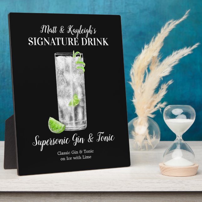Gin & Tonic • PERSONALIZE this Signature Drink Plaque (Side)