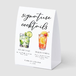 Gin & Tonic Tequila Sunrise Wedding Cocktails Menu