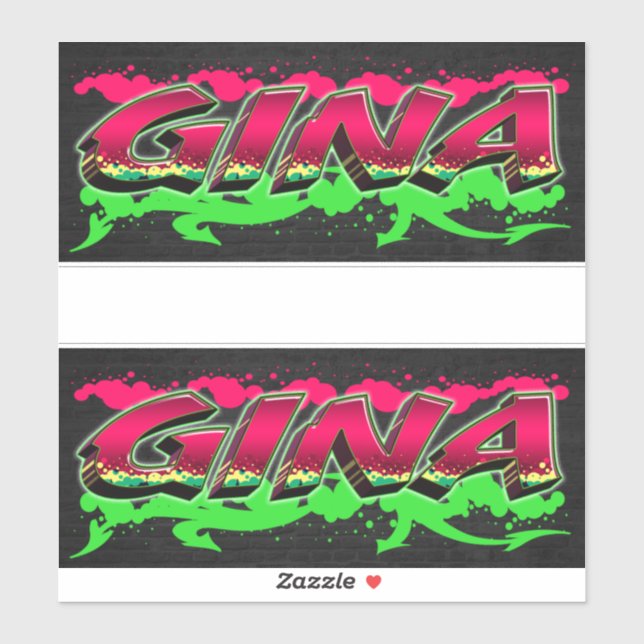 Gina First Name Graffiti Sticker (Sheet)