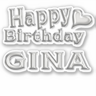 Gina Happy Birthday silver Sticker