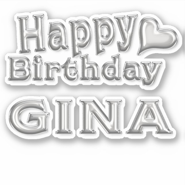 Gina Happy Birthday silver Sticker (Front)