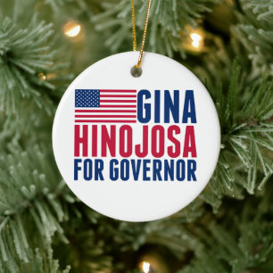 Gina Hinojosa for Governor 2026 Election Christmas Ceramic Tree Decoration