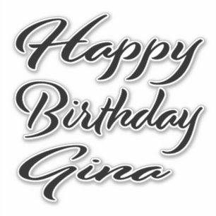 Gina Name First name black Sticker Birthday