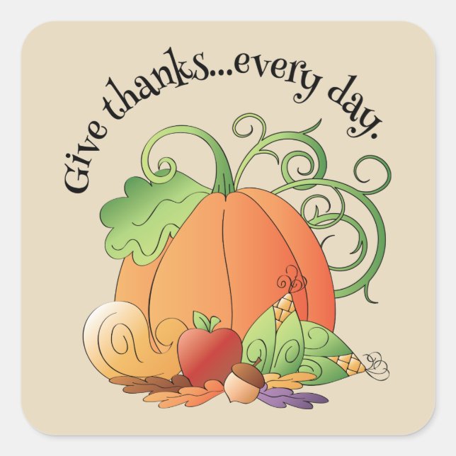 Gine Thanks everyday pumpkin Thanksgiving sticker (Front)