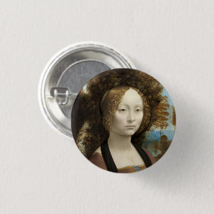 Ginevra de' Benci Leonardo da Vinci   3 Cm Round Badge