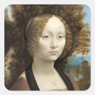Ginevra de' Benci Leonardo da Vinci   Square Sticker