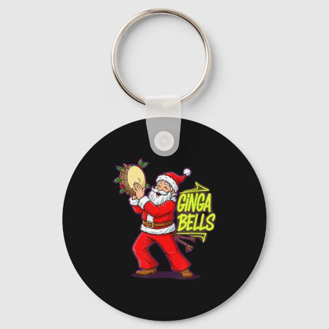 Ginga Bells Santa Brazilian Party Holiday Christma Key Ring (Front)