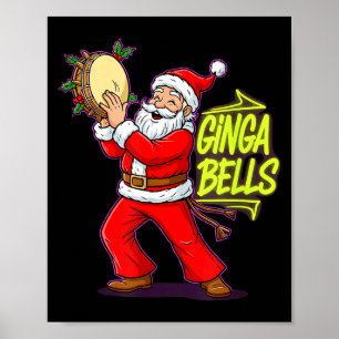 Ginga Bells Santa Brazilian Party Holiday Christma Poster