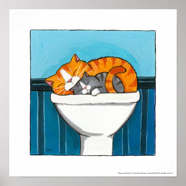 Ginger and Smokey - Whimsical Cat Art Print (Front)