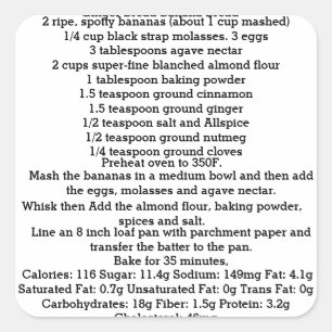 Ginger Banana Bread Gluten Free Square Sticker