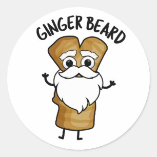 Ginger Beard Funny Gingerbread Food Pun  Classic Round Sticker