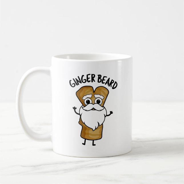 Ginger Beard Funny Gingerbread Food Pun  Coffee Mug (Left)
