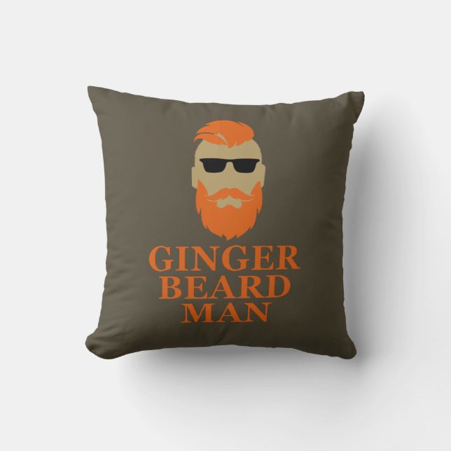 Ginger beard man funny bearded cushion (Front)