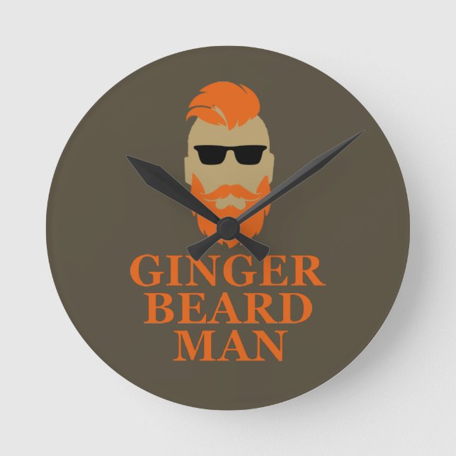 Ginger beard man funny bearded round clock (Front)