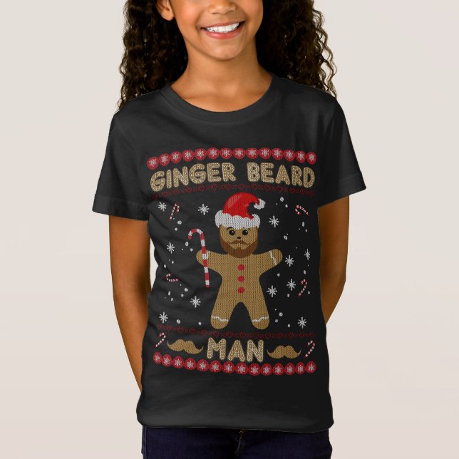 Ginger Beard Man Funny Gingerbread Ugly Christmas  T-Shirt (Front)