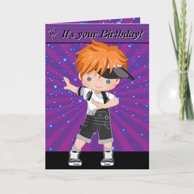 Ginger Boys Hip Hop Word Search Happy Birthday Card (Front)