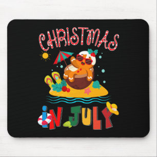 Ginger Bread Christmas In July Funny Beach Summer Mouse Mat