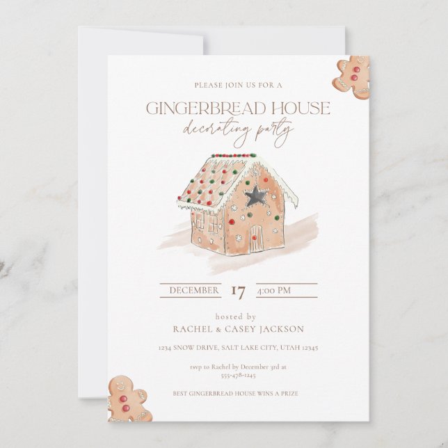 Ginger Bread House Decorating Party Invitation (Front)