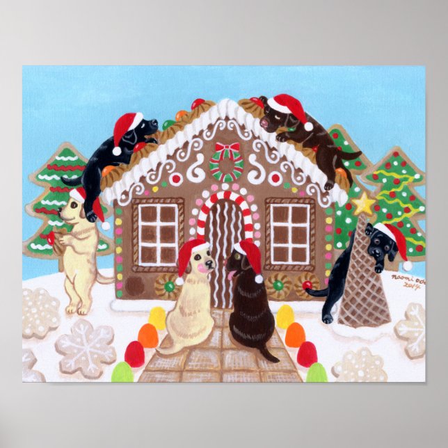 Ginger Bread House Labradors Painting Poster (Front)