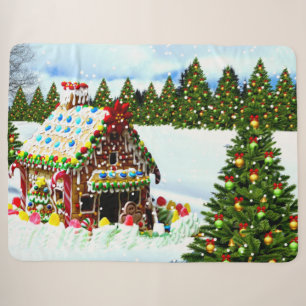 GINGER BREAD HOUSE SHERPA BLANKET
